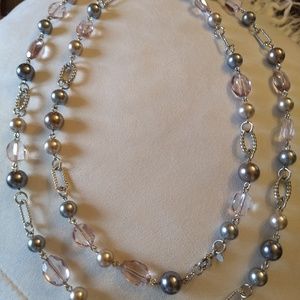 Premier Designs Newport Silver/Pink Pearl Necklace